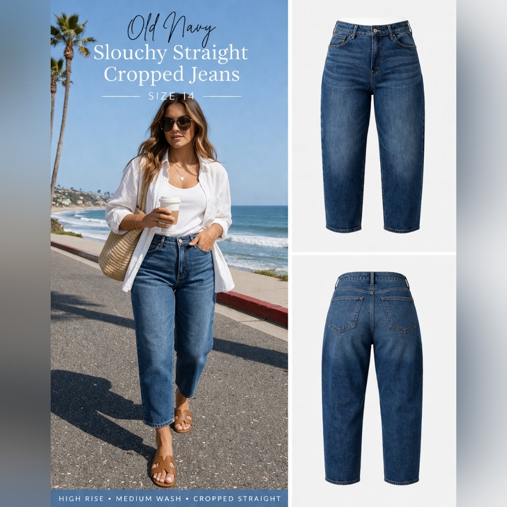 Old Navy Women's Relaxed Straight-Leg Jeans in Medium Blue